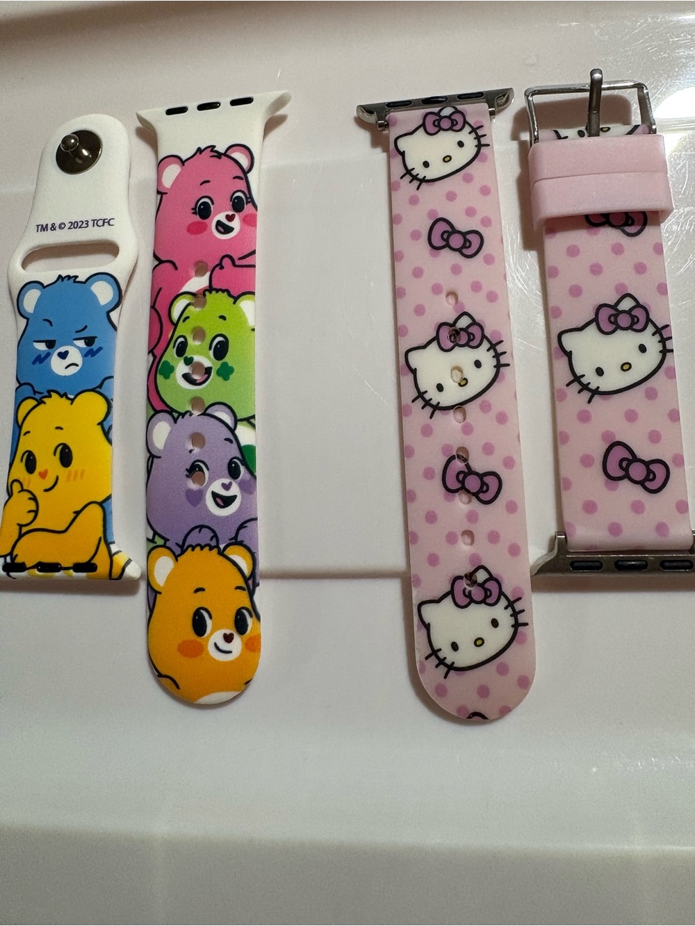 Hello Kitty Pink Polka Dot & Multicolor Care Bears Silicone Watch Bands